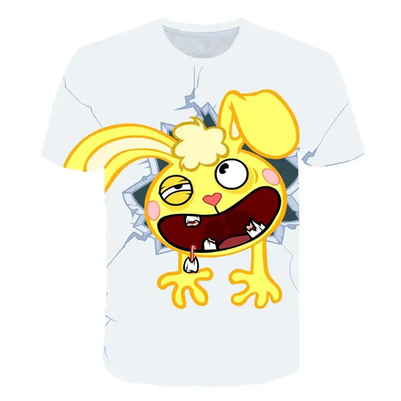 Футболка с изображением счастливого дерева и друзей Детская футболка с 3D принтом для девочек Мужская футболка с принтом из мультфильма забавная футболка с короткими рукавами милая детская футболка