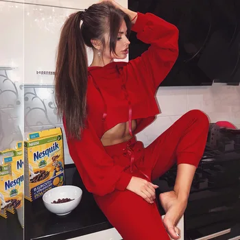 

BKLD Fall Outfits For Women New Arrival Ladies Tracksuit Crop Hooded Sweatshirts Hoodies Pant Set For Women 2019 Casual Outfits