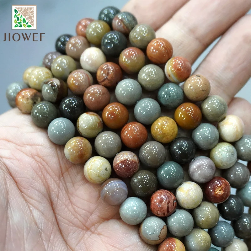 Natural Gemstone Round Loose Spacer Beads Ocean Jasper Beads For Jewelry Making 