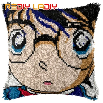 

Latch Hook Cushion Front Cartoon Pillow Case Crochet Hobby & Crafts DIY Yarn for Embroidery Art Cushion Cover Sofa Bed Pillow