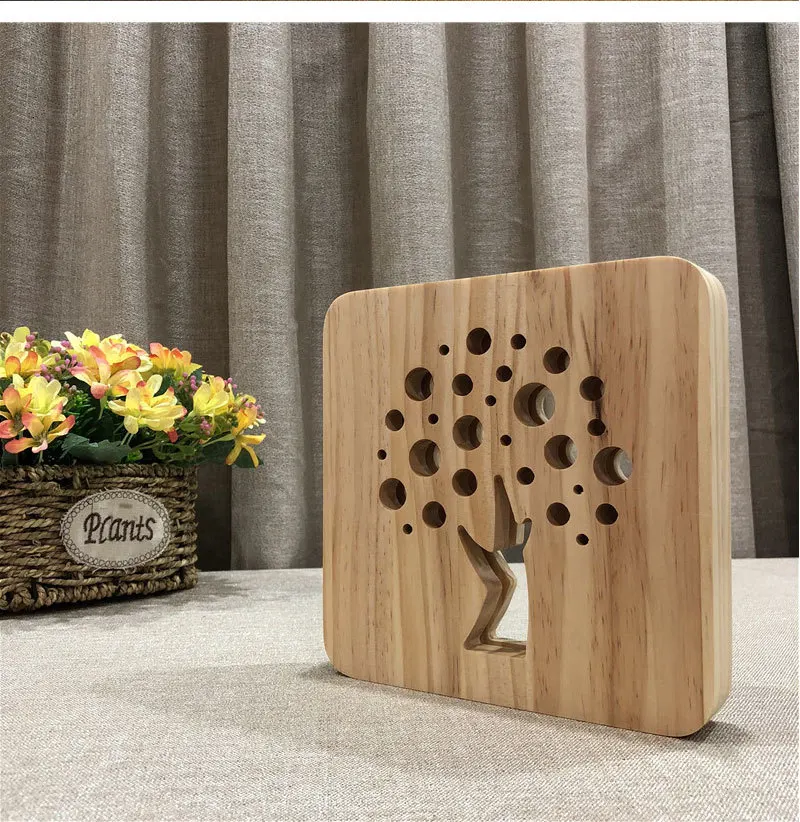 Tree Shape 3D Night Lighting Wooden LED Night Light USB Night Lamp Home Decoration Lamp for Baby Children Kids Gift (2)