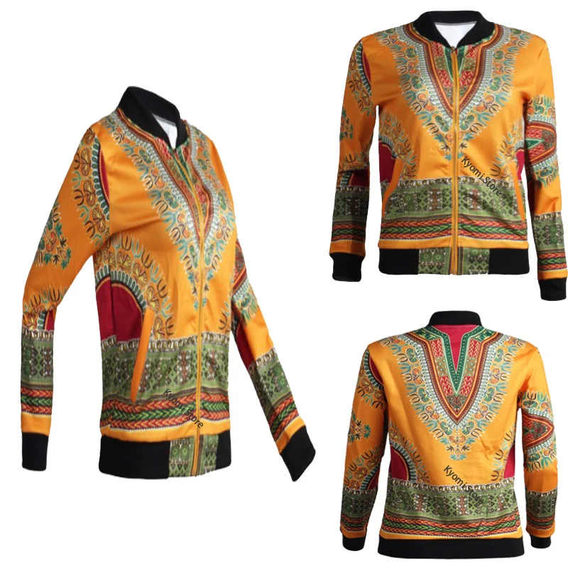 African ethnic print cardigan girls dashiki casual jacket female outwear vintage long sleeve thin coat adult