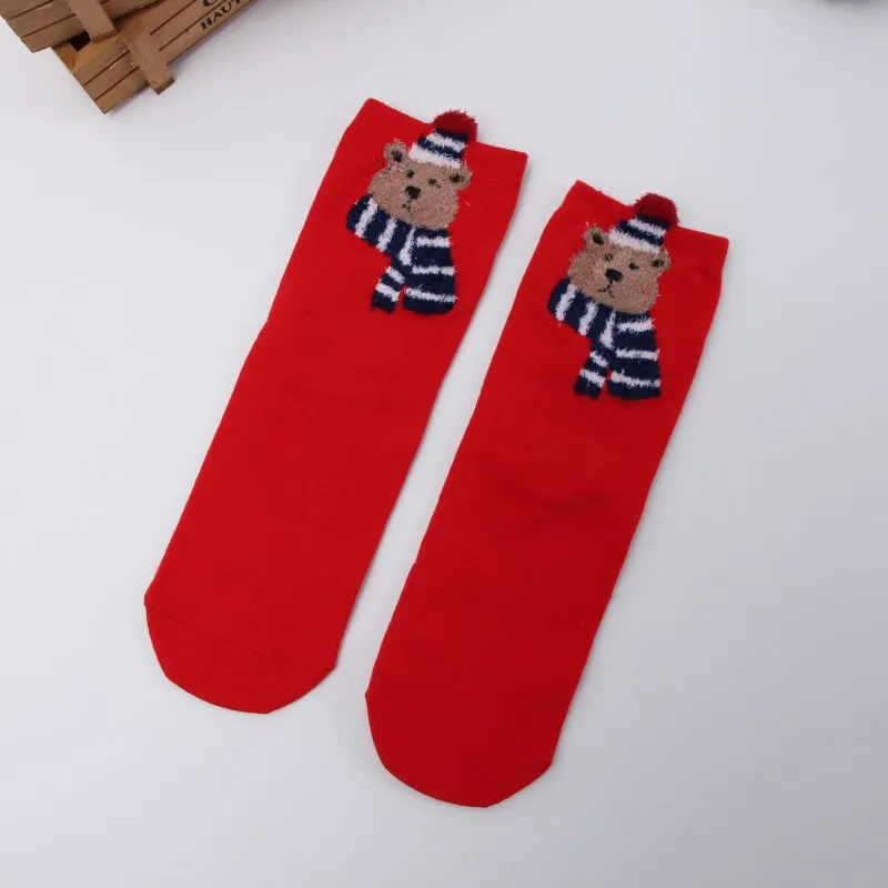 Рождественские Женские Носки с рисунком Санта Клауса, лося, носки с животным узором, праздничные теплые модные Рождественские Носки с рисунком, 1 пара - Цвет: 05