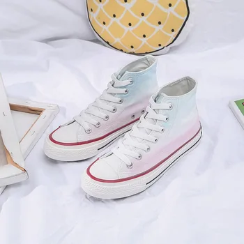 

new canvas shoes Women casual high help hand-painted shoes personality student female sports shoes zapatos de mujer M3-55