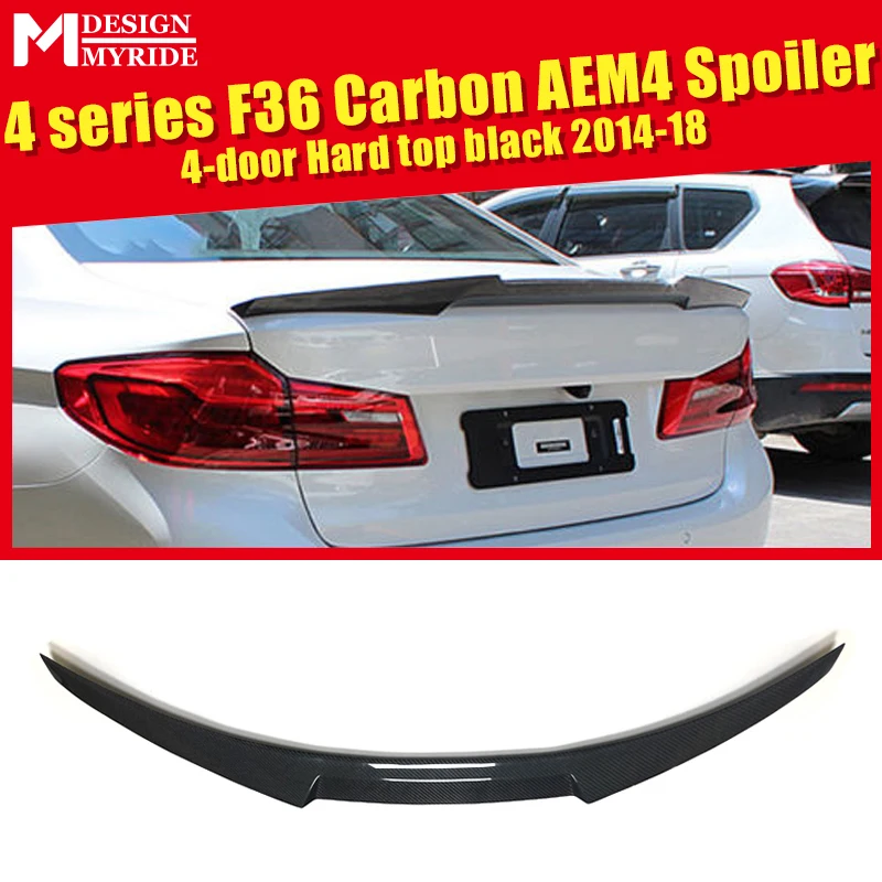 

For BMW F36 4 Series Gran Coupe 4-Door High Kick Rear Trunk Lip Spoiler Wing Really Carbon Fiber CF Add on Style M4 Look 2013-18