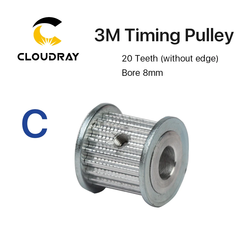 Cloudray CO2 Laser Metal Parts Synchronous HTD 3M Gear Pulley 6.35/8/12mm for DIY CO2 Laser Engraving Cutting Machine