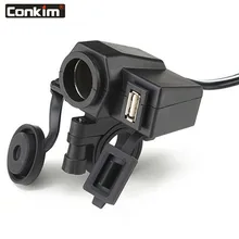 Conkim высокое качество прикуриватель Мотоцикл Скутер 12 В USB зарядное устройство Мощность порт розетка мощность для iphone gps