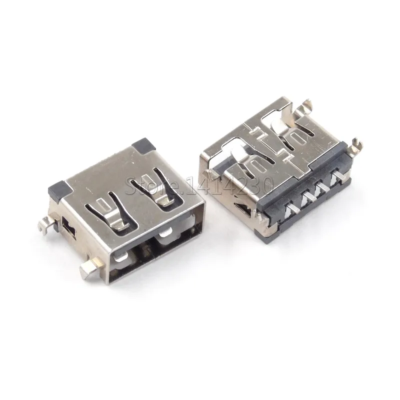 10PCS USB Connector Type A Female AF10.0 4pin Sinking Plate USBA