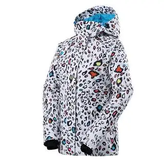 Белый леопардовый зимний костюм Спортивная одежда для улицы одежда для занятий сноубордингом комплекты 10K Водонепроницаемая зимняя куртка и лыжные брюки для женщин