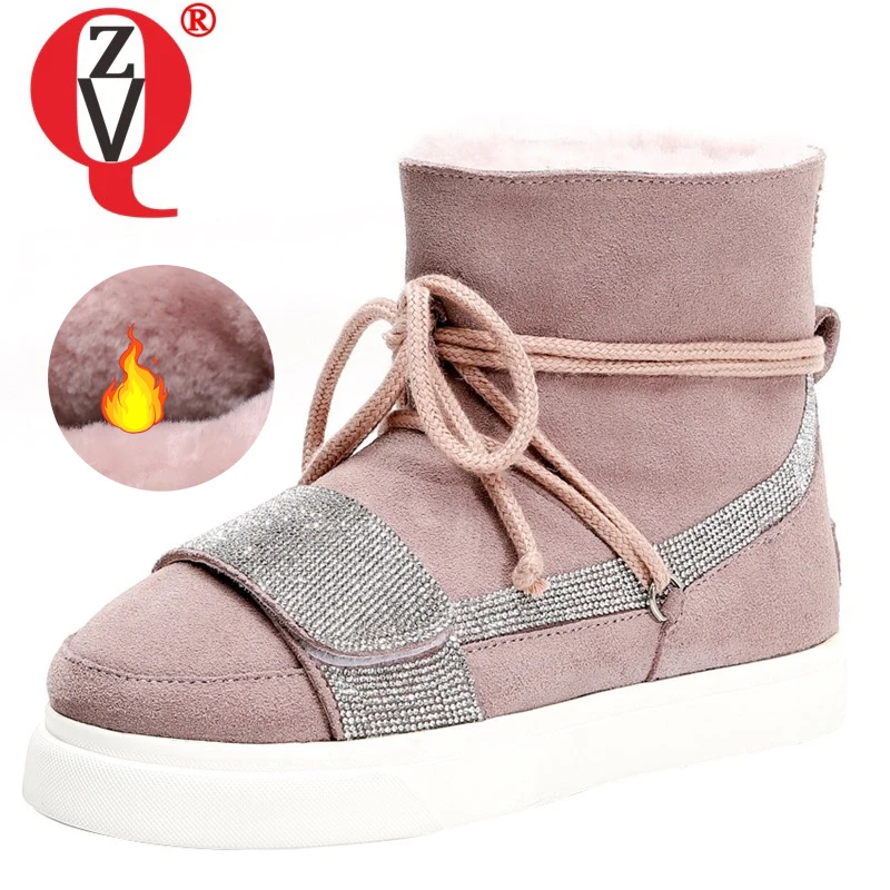 

ZVQ 2019 winter new fashion warm snow boots outside comfortable round toe flat with crystal women shoes drop shipping size 34-42