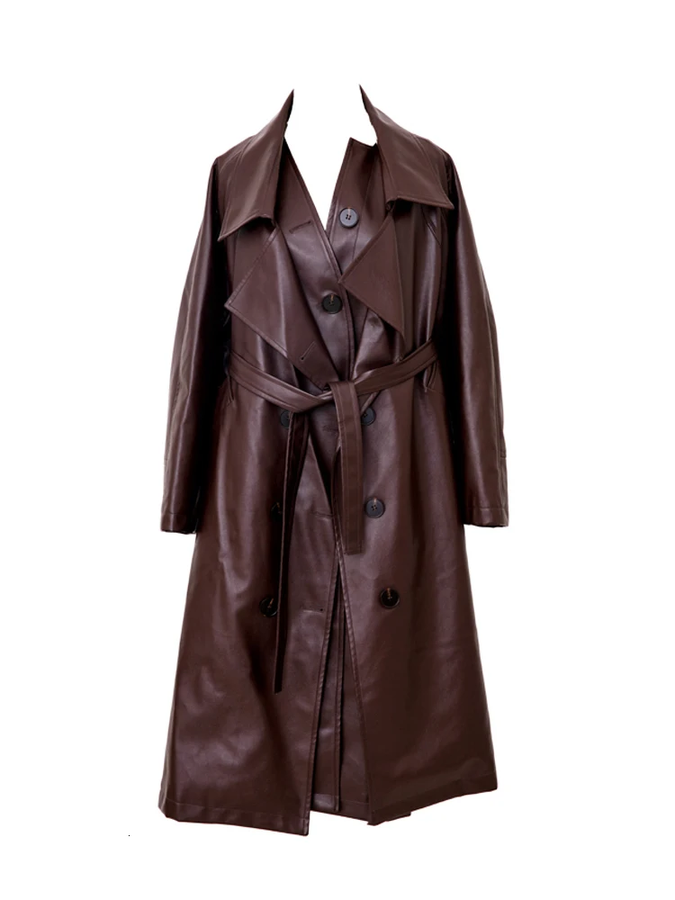 [LANMREM] осень и зима новые продукты мода лацкан коричневый однобортный длинный темперамент пальто для женщин PA689