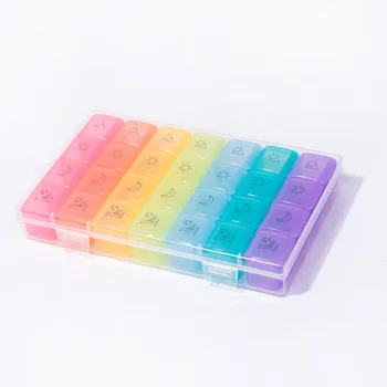 

Medicine Storage Box Case Pillbox Container Holder Organizer Portable Weekly 7 Days 28 Squares Medication Case Pill Box