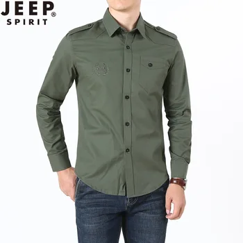 

JEEP SPIRIT Casual Shirt Men Brand New Solid Color Spring Long Sleeve Mens Shirts Big Size M-5XL Blusa Masculina Cotton Shirt
