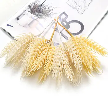 6Heads Artificial Wheat Small Bouquet Fake Wheat Ears DIY Handicraft Scrapbooking for Wedding Christmas Home Decoration