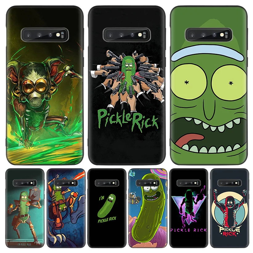 

Rick and Morty Pickle Rick Black Cover Phone Case for Samsung Galaxy S10+ Plus Lite Note 10 9 8 S9 S8 J4 J6 + Plus S7 S6 Edge Ca