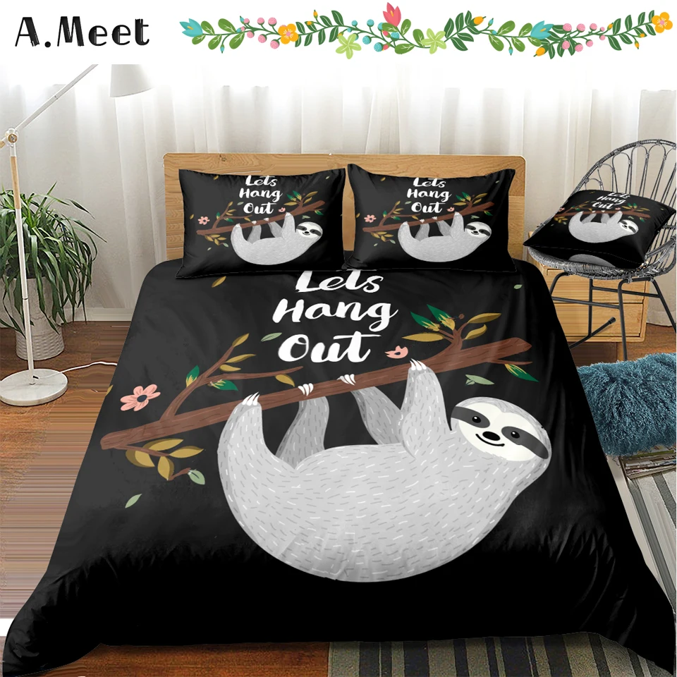 

Sloth Print 3D Nevresim Takimlari Beddings Black Single Bedding Set Cartoon Bed Set Linen Girl Ropa Para Cama Colchas Cama King