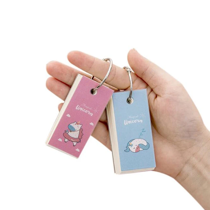 

Pink Unicorn Ring Buckle Iron Ring Book Cute Student Mini Portable Portable Word Book Binder Note Book School Office Stationery