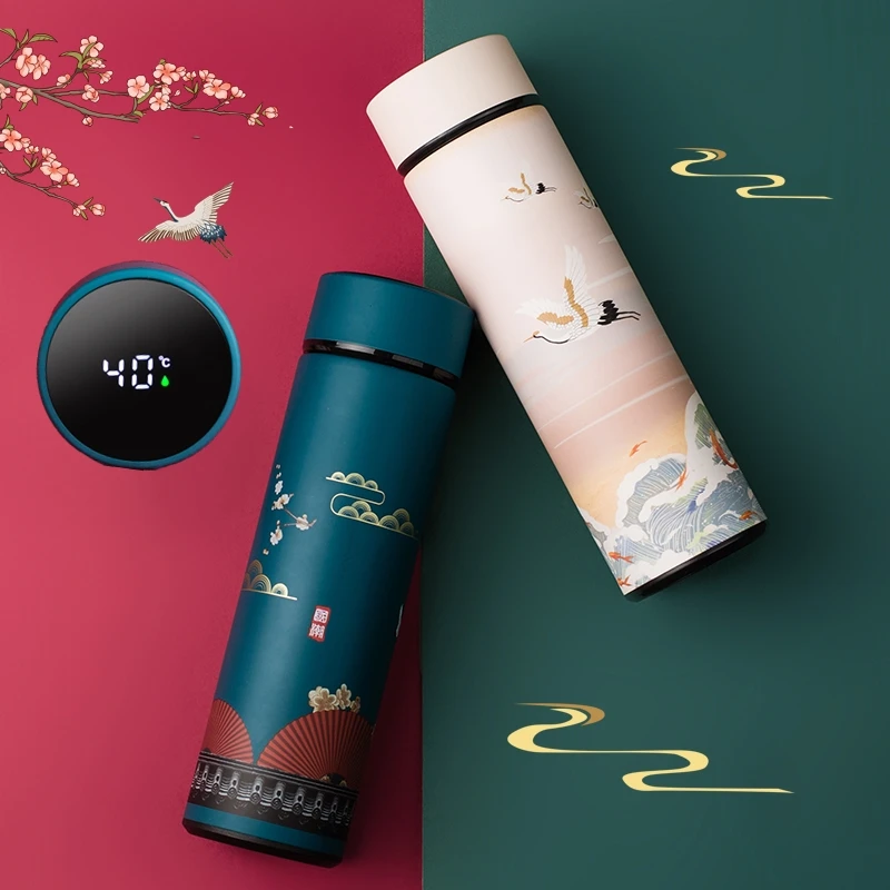 500ml Smart Insulation Cup Vacuum Bottle Thermos 304 Stainless Steel Minimalist Water LCD Digital Screen Portable | Дом и сад