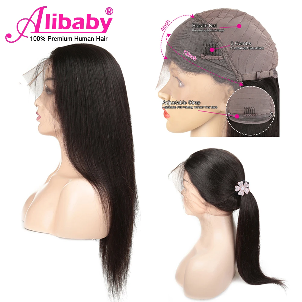 Alibaby 13 × 4 парик шнурка человеческих волос Синтетические волосы на кружеве парики