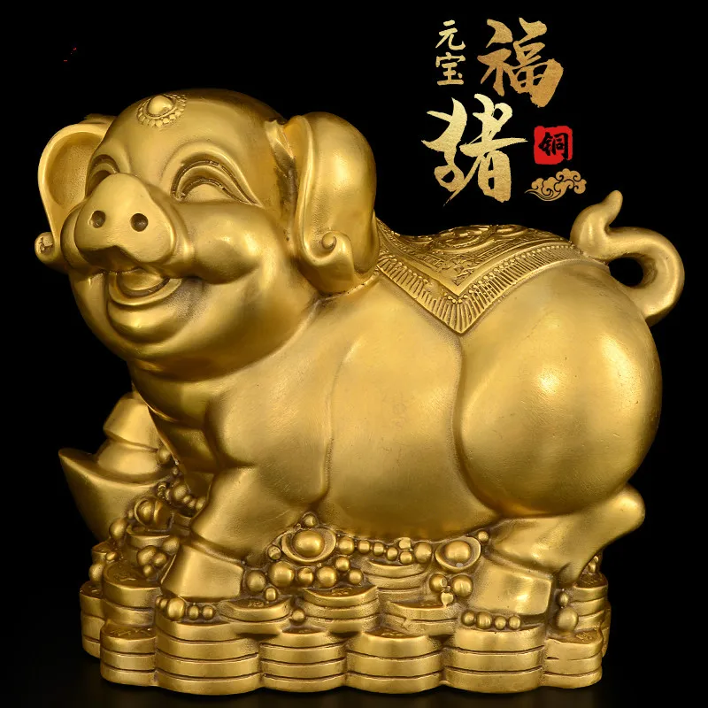 

Handmade Chinese Style Copper Pig Ornaments Pure Copper Gold Pig Get Money Lucky Living Room Office Gold Money Pig Crafts Large