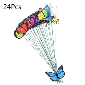 

24Pcs (20xButterfly +4xDragonfly) Artificial Butterfly Decorations Garden Yard Lawn Patio Outdoor Art Ornaments Random Color Dec