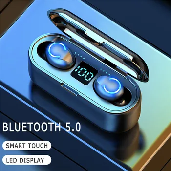 

Wireless Earphones Bluetooth V5.0 F9-8 TWS CVC8.0 Noise Cancelling Headset Breathing Light LED Display with 3000mAh Power Bank