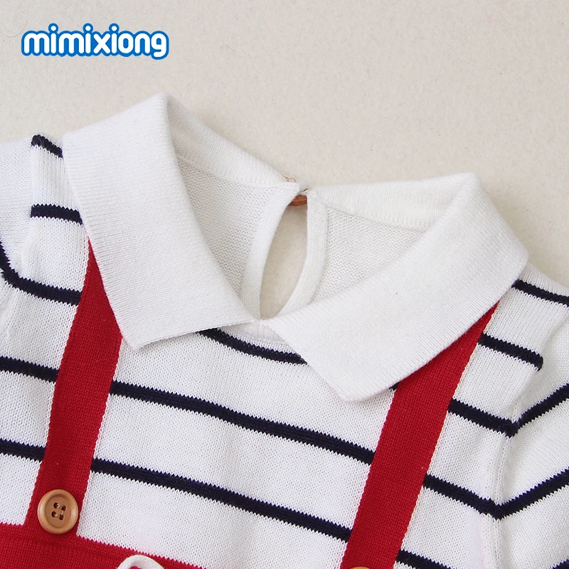 Baby Bodysuit Dresses Short Sleeve Newborn Girl Body Suit One Piece Coveralls Stripes Knit Toddler Kids Onesie Children Sunsuit