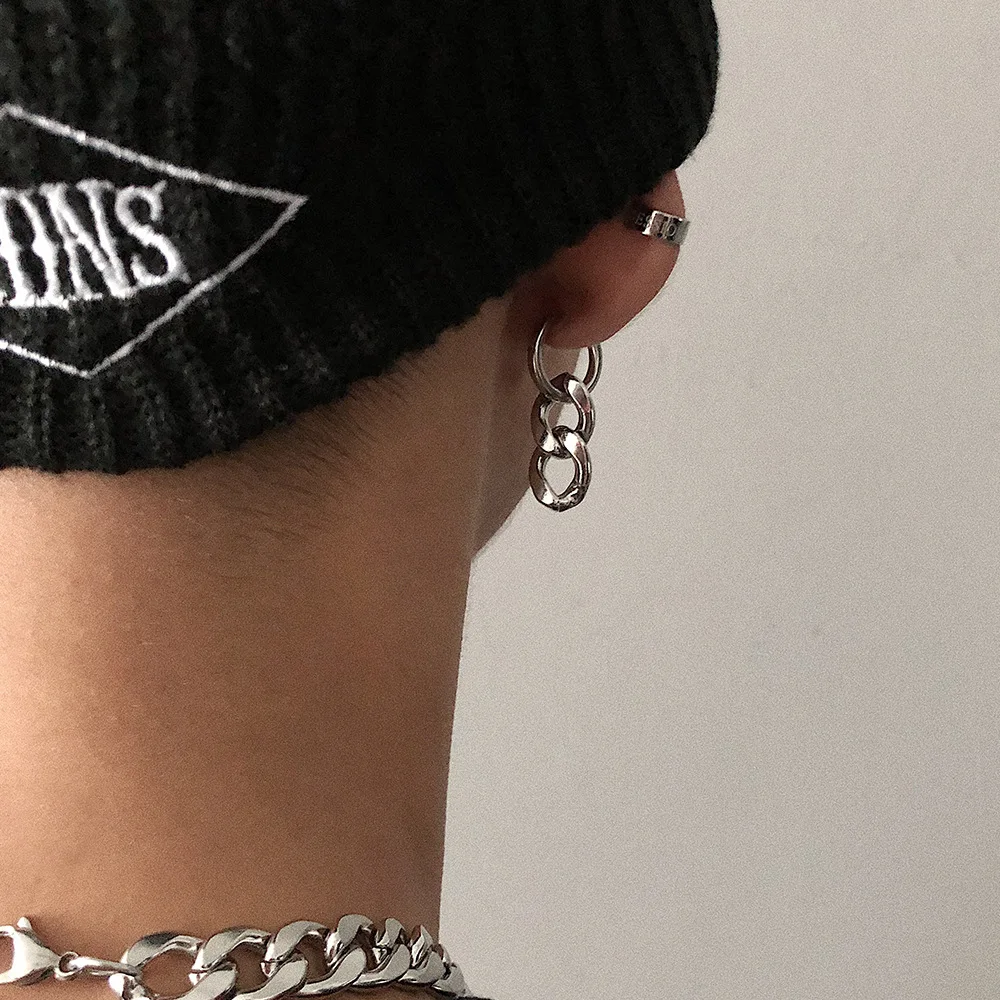 Simple Stainless Steel Dangle Earrings Korean Simple Hoop Earring for Women Men Punk Jewelry Gift