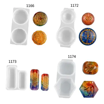 

Faceted Round Square Orgonite Resin Pendant Mold Crystals Stones Orgone Silicone Resin Mold Keychain Jewelry Making Tool