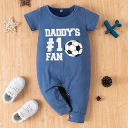 Newborn Infant Baby Boys Girls Romper Dad AND Mama Playsuit Overalls Cotton Long Sleeve Football Print Jumpsuit Clothes
