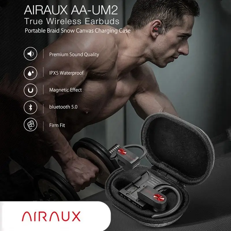 Беспроводные спортивные наушники Blitzwolf AIRAUX IPX5 водонепроницаемые с крючком bluetooth 5