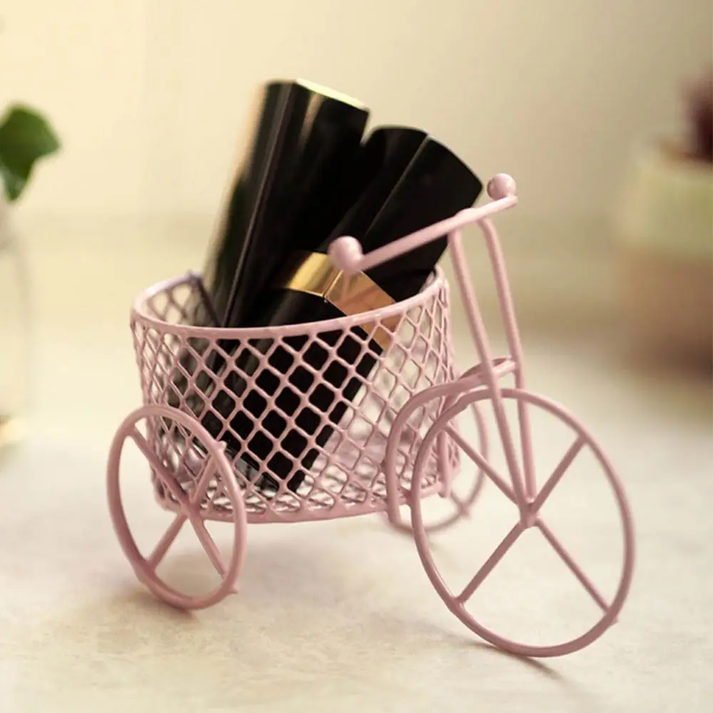 Ornament Crafts Pink White Candy Rack Sponge Storage Jewelry Container Iron Tricycle Car Rack Candy Box Sugar Shelf Home Decor