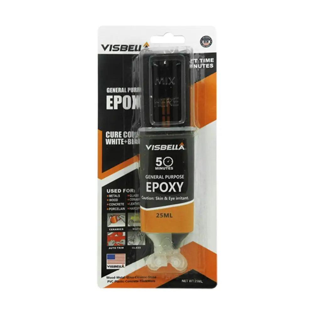 

25ML Syringe Epoxy AB Glue Adhesive Syringe Liquid AB Epoxy Glue Cold Weld Plastic Metal Glass Rubber
