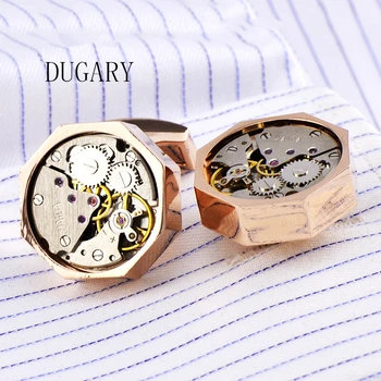 

DUGARY jewelry shirt cufflink for mens Brand cuff button watch movement cuff link High Quality abotoadura Free Shipping
