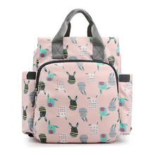 Mochila de viaje multifuncional para el cuidado del bebé, bolso de maternidad con estampado informal, de gran capacidad, para pañales, 34x30x13CM