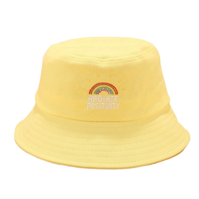 Женская шляпа в рыбацком стиле с радужной вышивкой, цветной Повседневный солнцезащитный козырек, дешевая Складная Панама, Студенческая Кепка в стиле хип-хоп, кепка для улицы