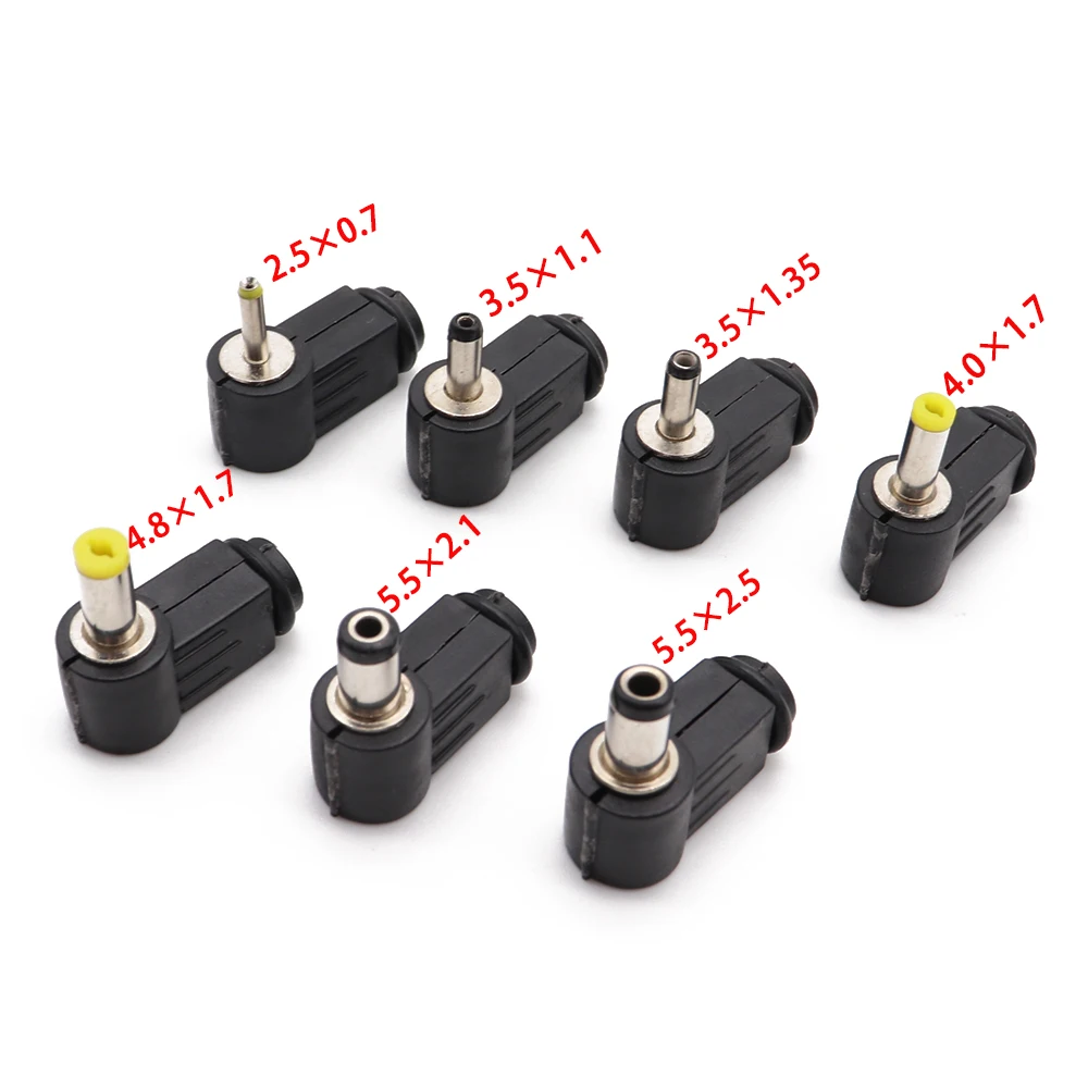 

2PCS DC Power Male Plug Jack Adapter 90 Degree Male 5.5x2.1mm 5.5x2.5mm 4.8x1.7mm 4.0x1.7mm 3.5x1.35mm 2.5x0.7mm 2.0x0.6mm