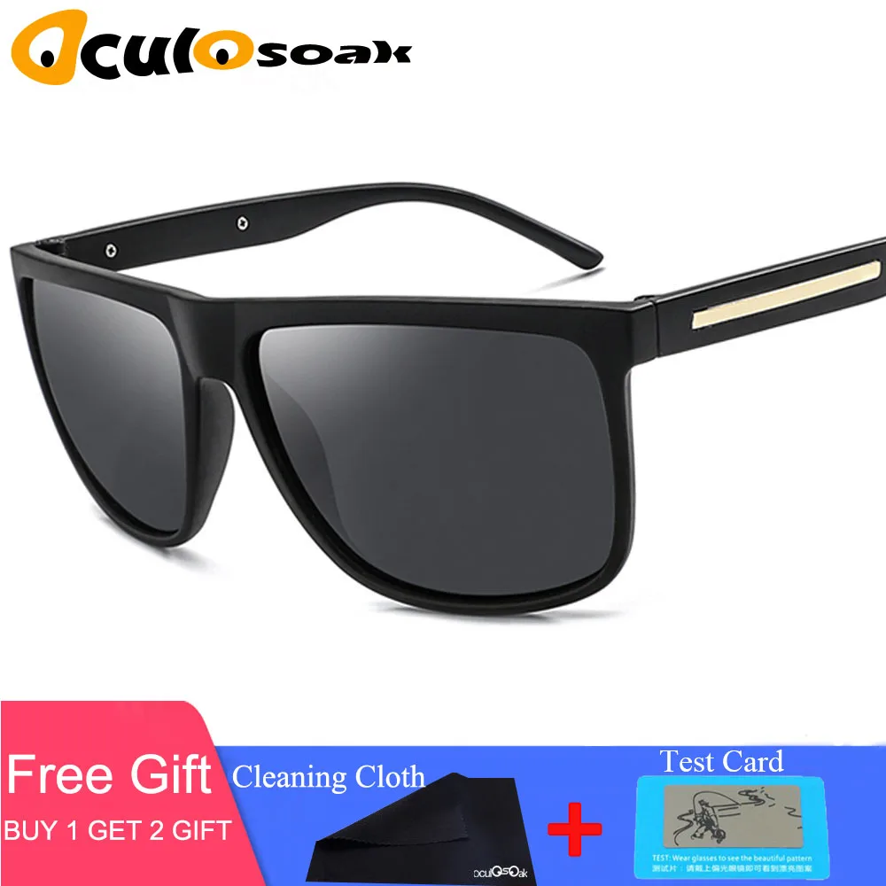 R01 bright black Мужские классические Поляризованные солнцезащитные очки мужские очки вождения прямоугольное зеркало солнцезащитные очки УФ защита Gafas oculos de sol - Цвет линз: R01 bright black