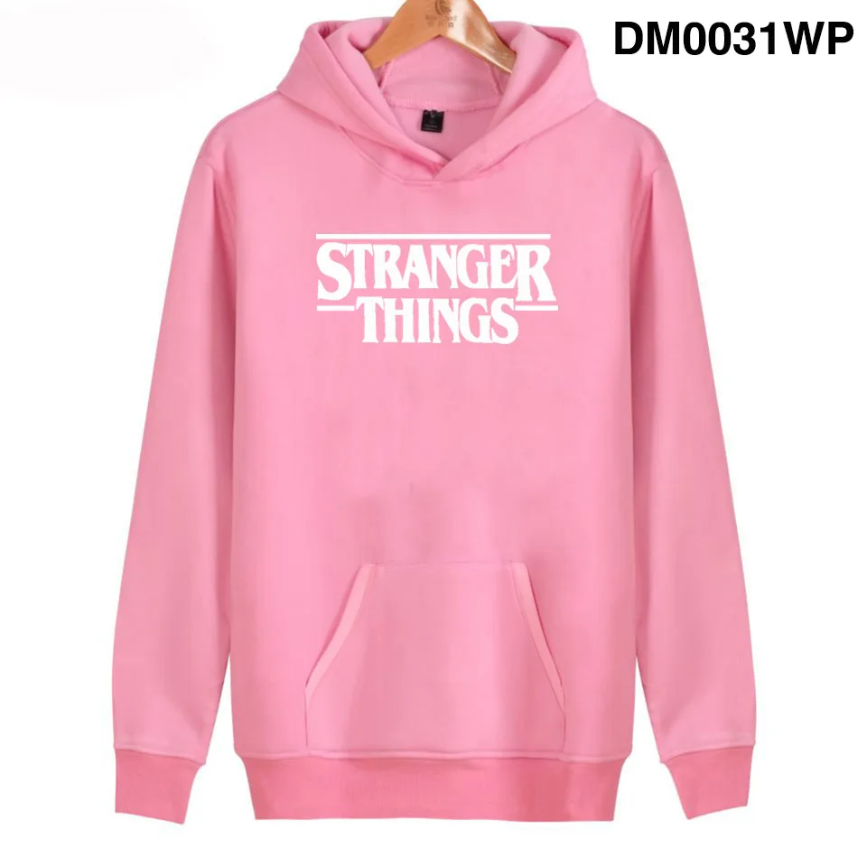 Stranger Things Hoodies Men Women Fashion Casual Print Hoodie Autumn Winter New Streetwear Hip Hop Sweatshirt Male Female Hoodie - Color: Pink