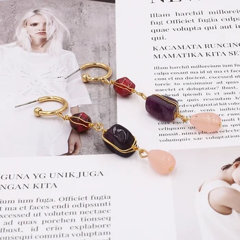 

New Handmade Irregular Stones Long Earrings For Women Fashion Bohemia Drop Statement Earrings Jewelry Accessories