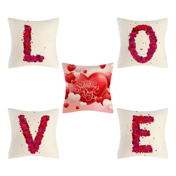 

18" Valentine's Day Throw Pillow Covers Romantic Gift Love Quotes Cushion Cases Decorative For Couch Sofa 5Pcs LOVE letter Print