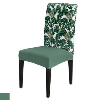 

6/8piece Nordic Tropical Monstera Leaves Chair Cover Dining Elastic Chair Covers Spandex Stretch Elastic Anti-dirty Removable
