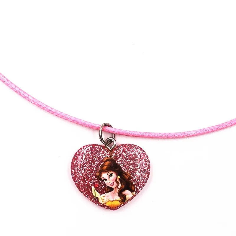 1Pcs Hot sale Cute Belle Elsa Princess Necklace Choker Rope Children Jewelry Kids Fashion Accessories For Girls Birthday Gifts