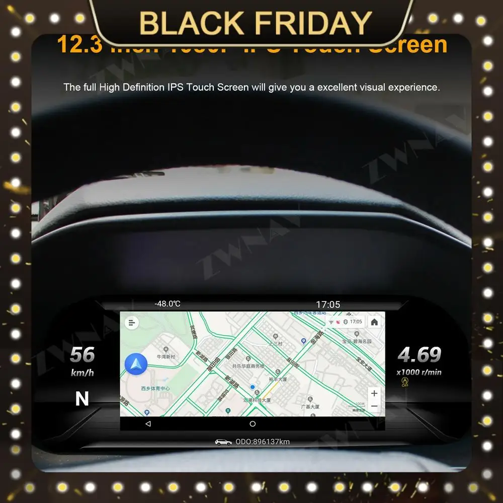 

For TOYOTA Prado 2010-2019 12.3 " LCD Android 9 Car Instrument Dashboard Multimedia Display Head Unit GPS Navigation