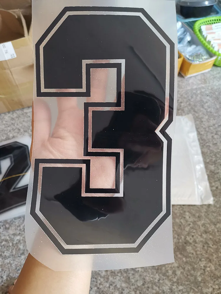22cm 3 Горячая фиксация накладки для ногтей 22 см рубашка Номер теплопередачи Горячие бирки для одежды с золотым тиснением мешок гладить на заплатках - Цвет: 22cm 3