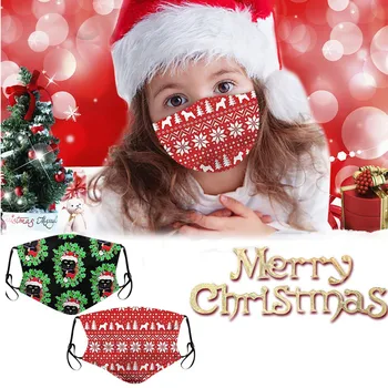 

1Pcs Kids Unisex Merry Christmas Print Face Mask Washable Dustproof Protective Outdoor Face Mouth Cover mascarilla reutilizable