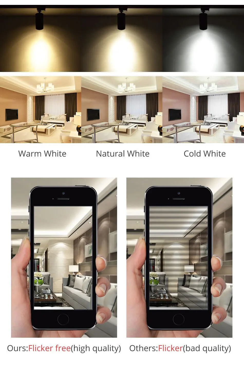 20W Track Lights 200-240V COB White Home Shop Night Lighting Track Light Spotlights Modern Aluminnum LED Rail Fixture Lamps