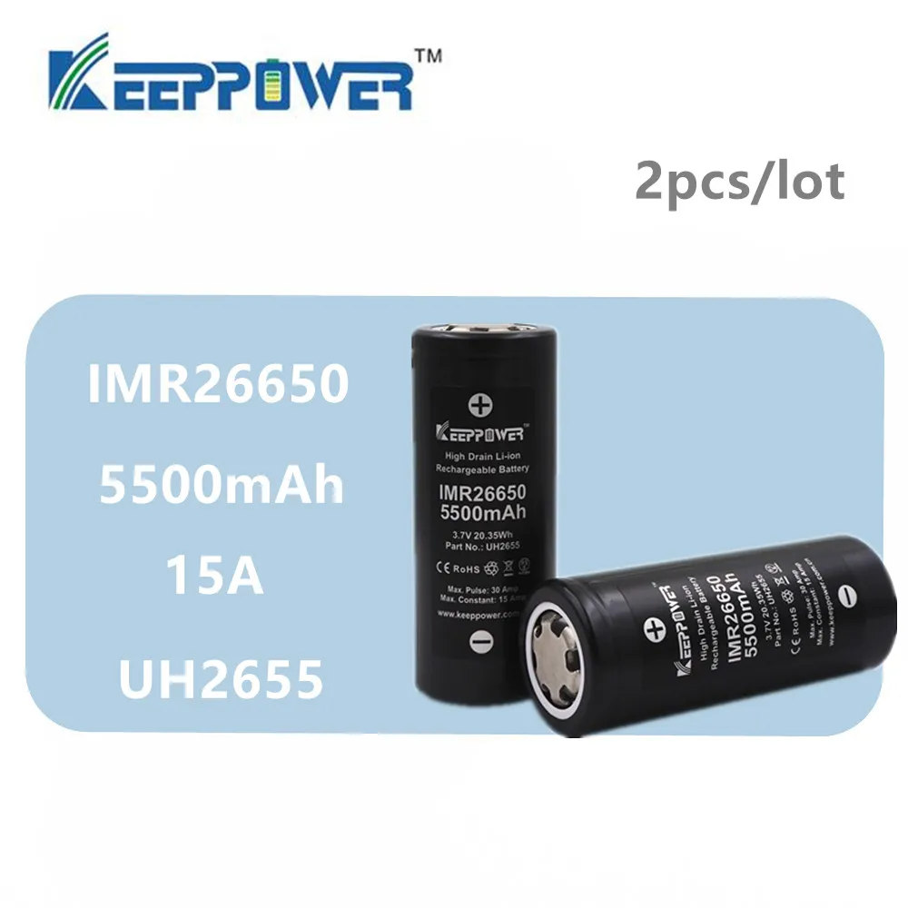 2шт KeepPower IMR 26650 аккумулятор 5500 мАч макс 30А разряд 3,7 в литиевая аккумуляторная батарея Прямая поставка