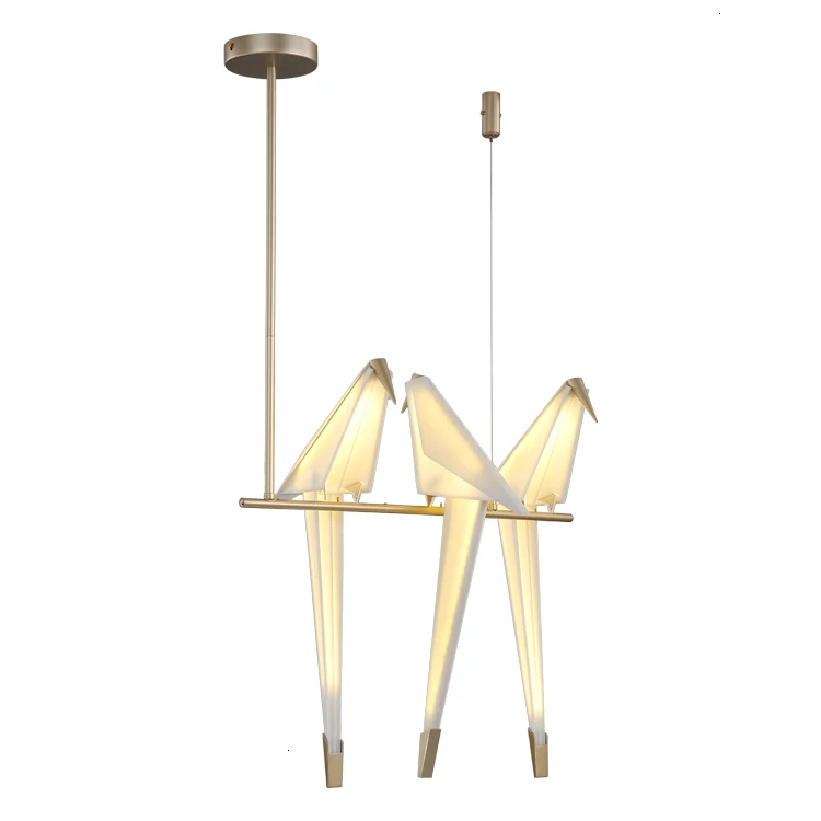 

hotel indoor home office restaurant nordic gold ceiling hanging lamp modern art style brass chandelier bird pendant lighting