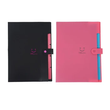 

2pcs Plastic Expanding File Folders Accordion Document Organizer 5-Pocket A4 Letter Size For School and Office - Black & Rose Re